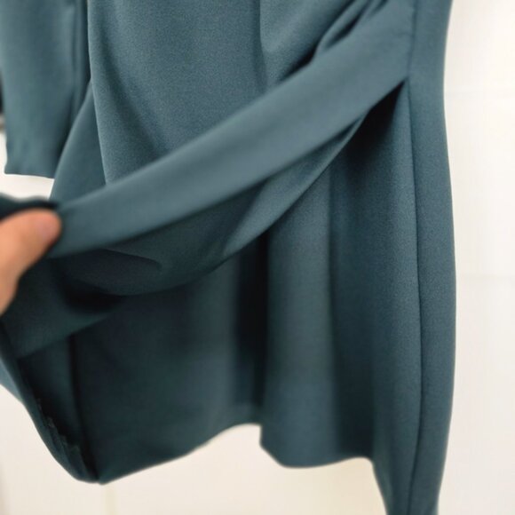 Zara Dark Green V-Neck Faux-Wrap Dress Size XS - Picture 8 of 14